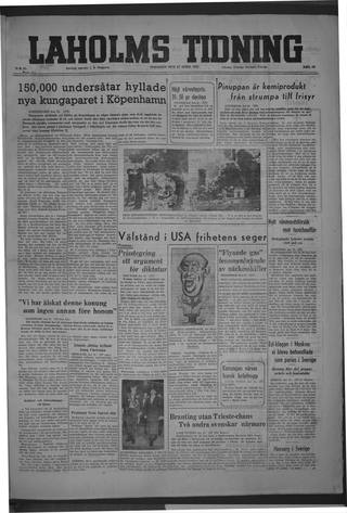 Förstasidan, Tisdag 22 april 1947
