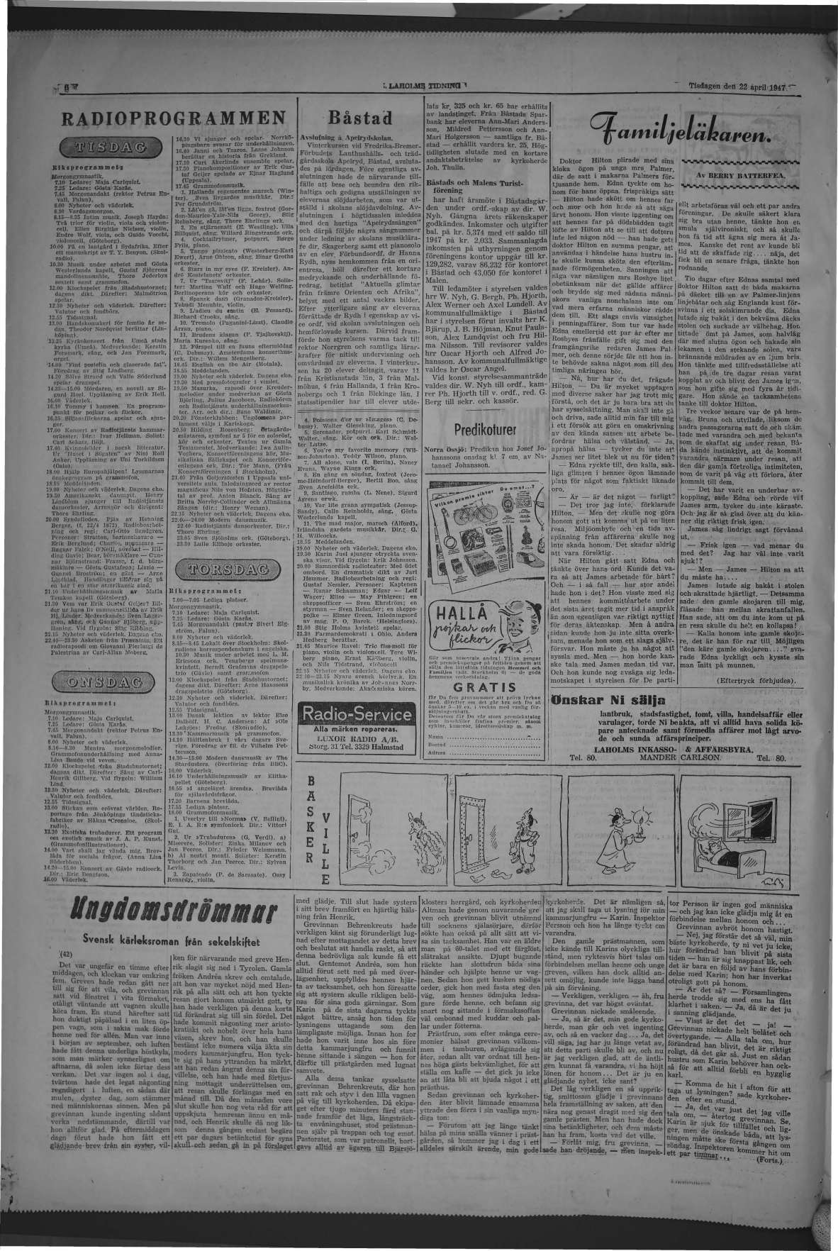 Laholms Tidning Tisdag 22 april 1947, sida 6