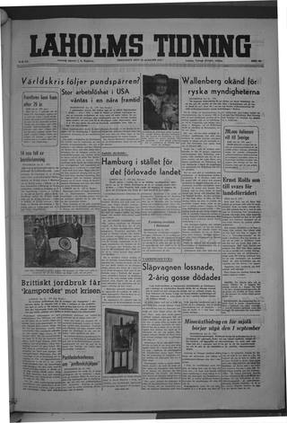 Förstasidan, Fredag 22 augusti 1947