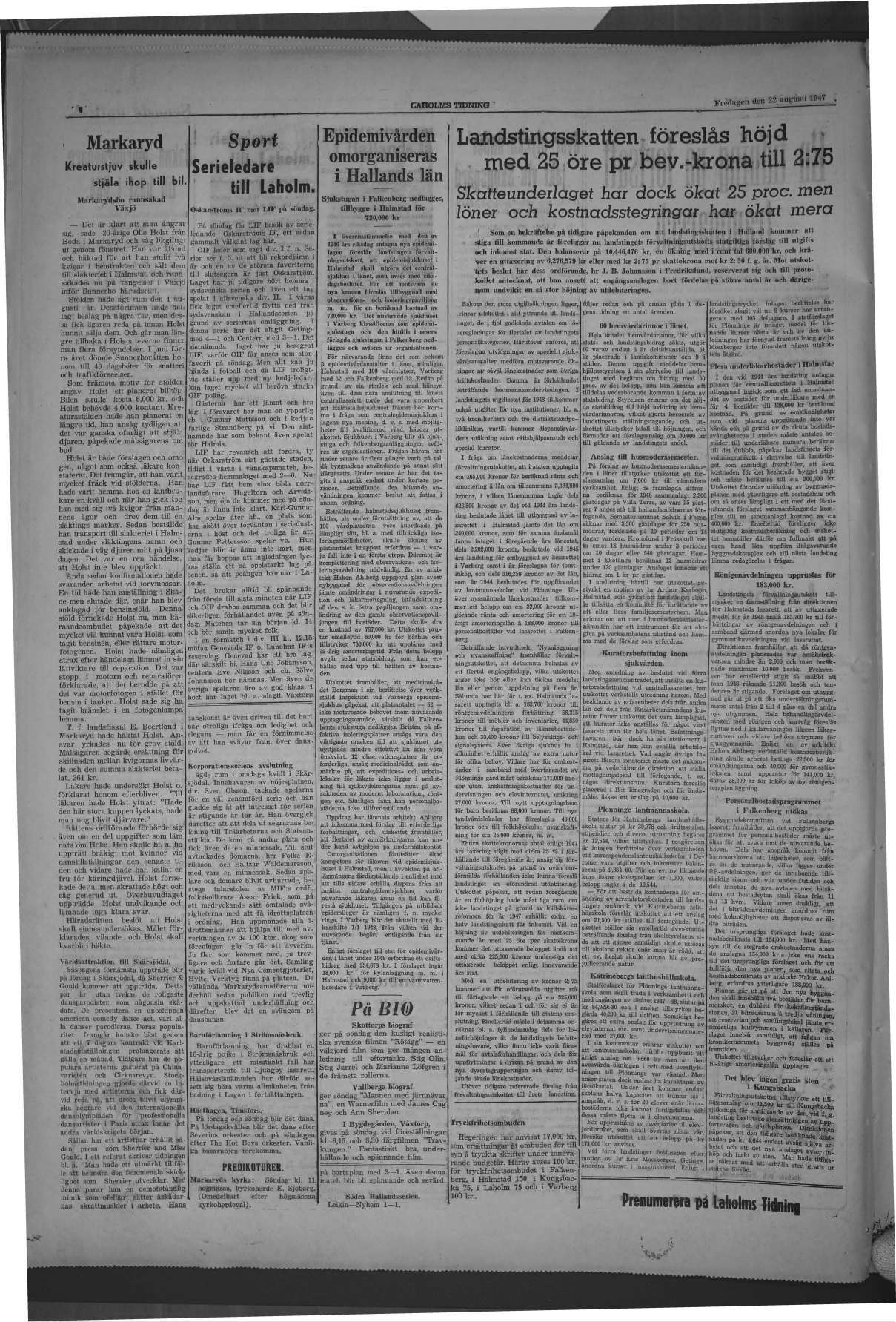 Laholms Tidning Fredag 22 augusti 1947, sida 4