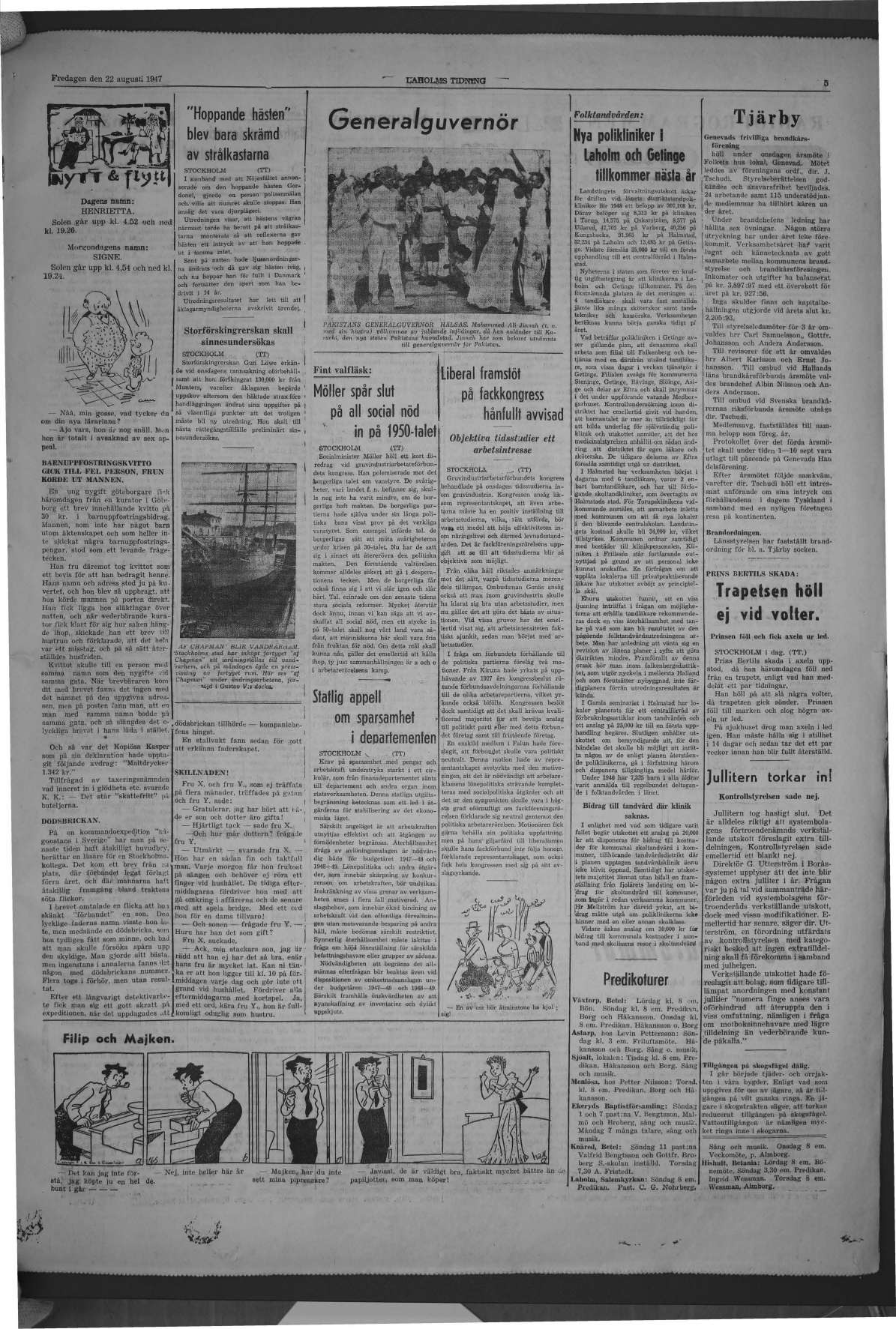 Laholms Tidning Fredag 22 augusti 1947, sida 5