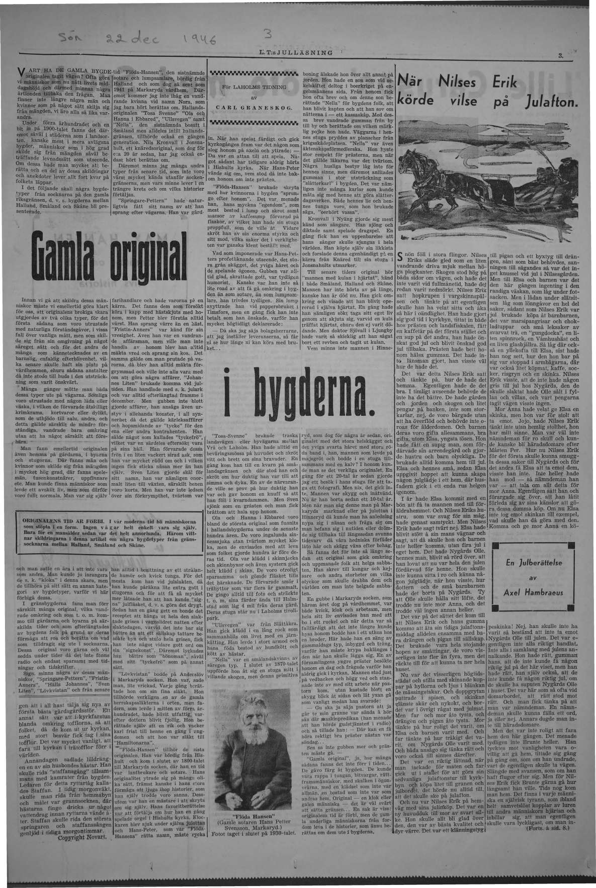 Laholms Tidning Söndag 22 december 1946, sida 3