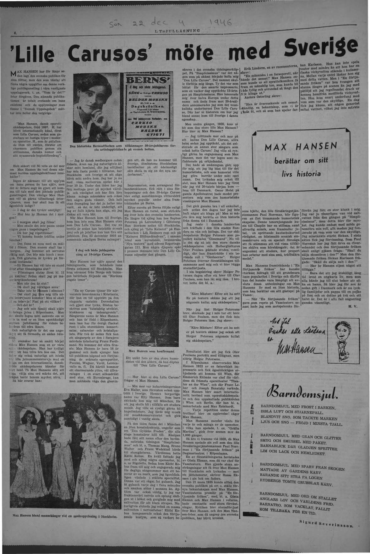 Laholms Tidning Söndag 22 december 1946, sida 4