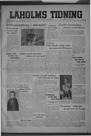 Förstasidan, Måndag 22 december 1947