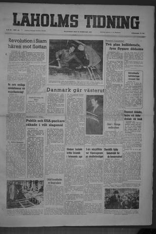 Förstasidan, Måndag 28 februari 1949