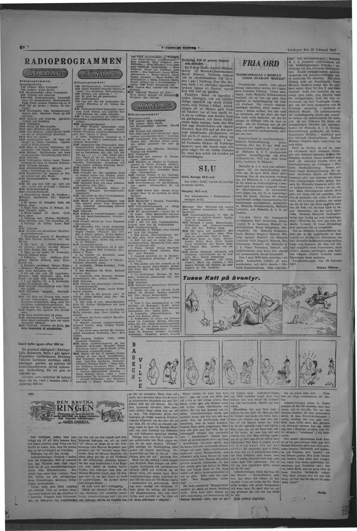 Laholms Tidning Lördag 22 februari 1947, sida 8