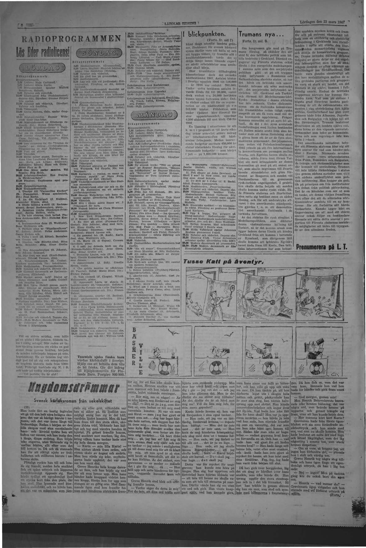 Laholms Tidning Lördag 22 mars 1947, sida 8