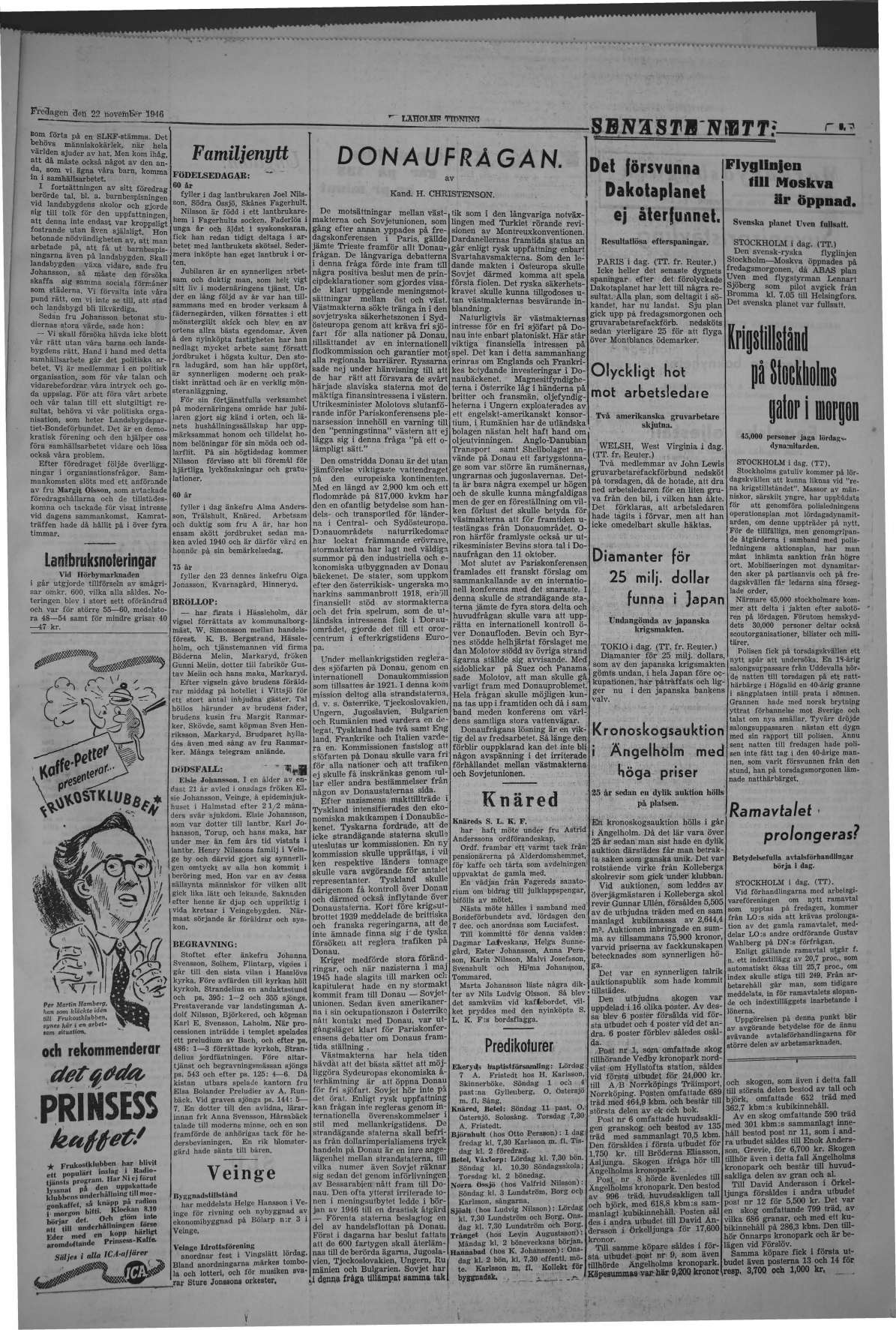 Laholms Tidning Fredag 22 november 1946, sida 3