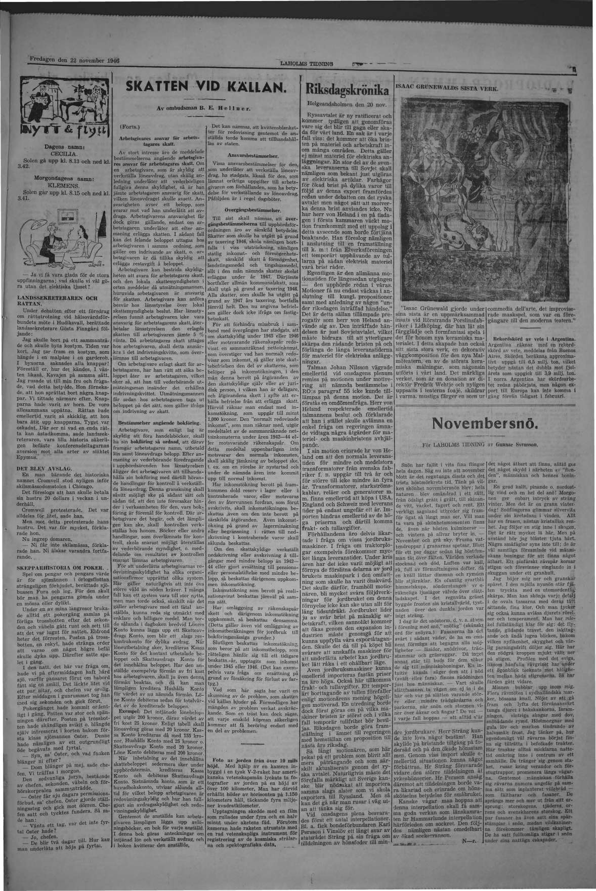 Laholms Tidning Fredag 22 november 1946, sida 5
