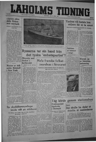 Förstasidan, Tisdag 22 oktober 1946