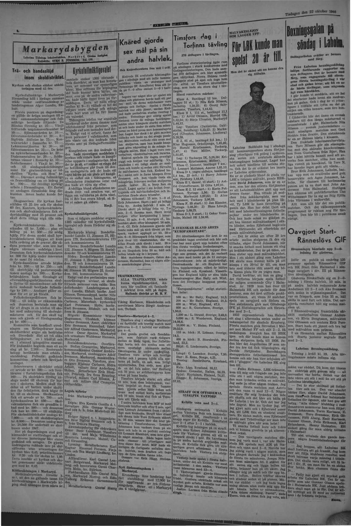 Laholms Tidning Tisdag 22 oktober 1946, sida 4