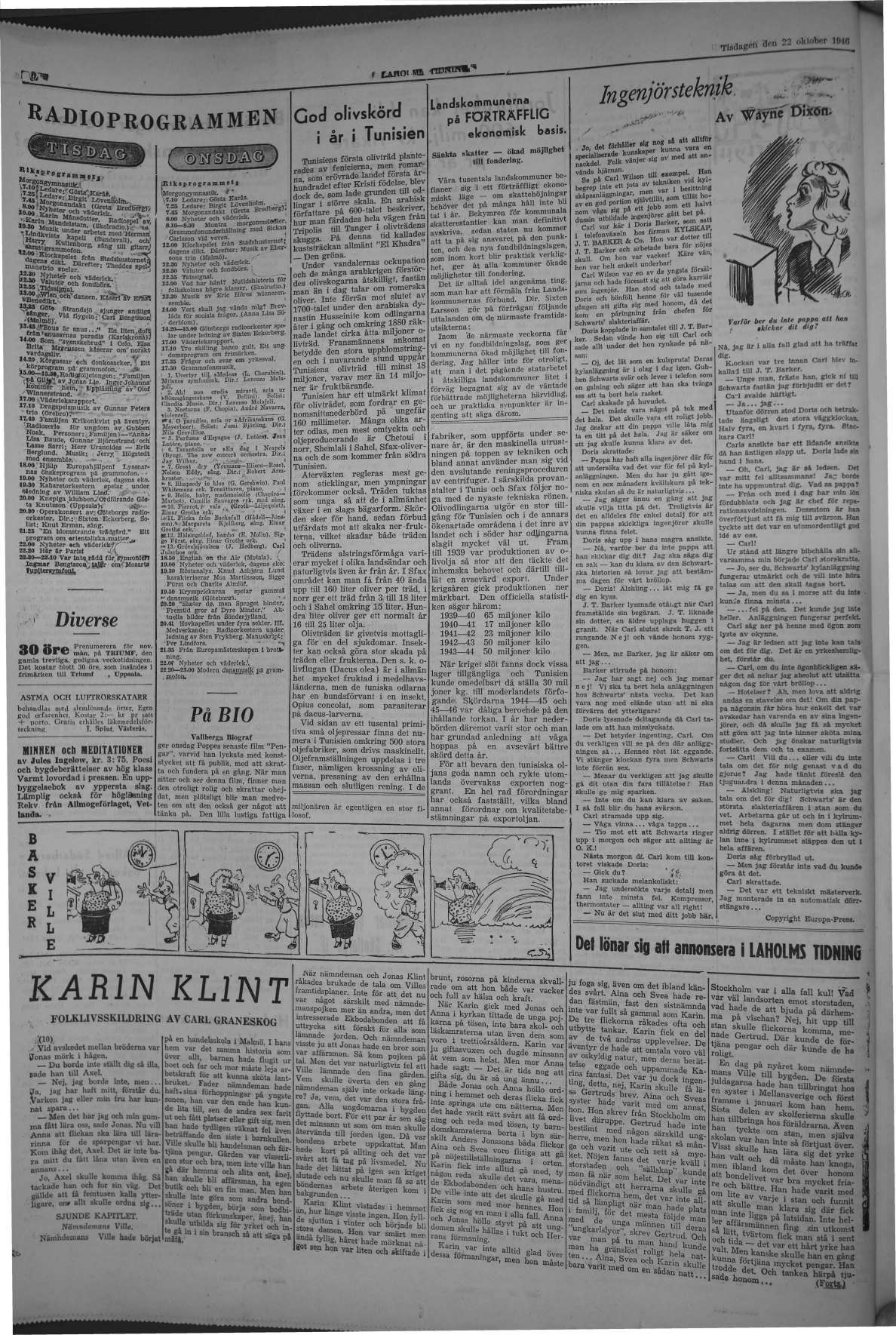 Laholms Tidning Tisdag 22 oktober 1946, sida 6