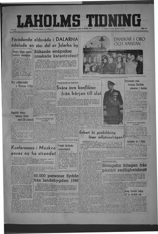 Förstasidan, Onsdag 23 april 1947