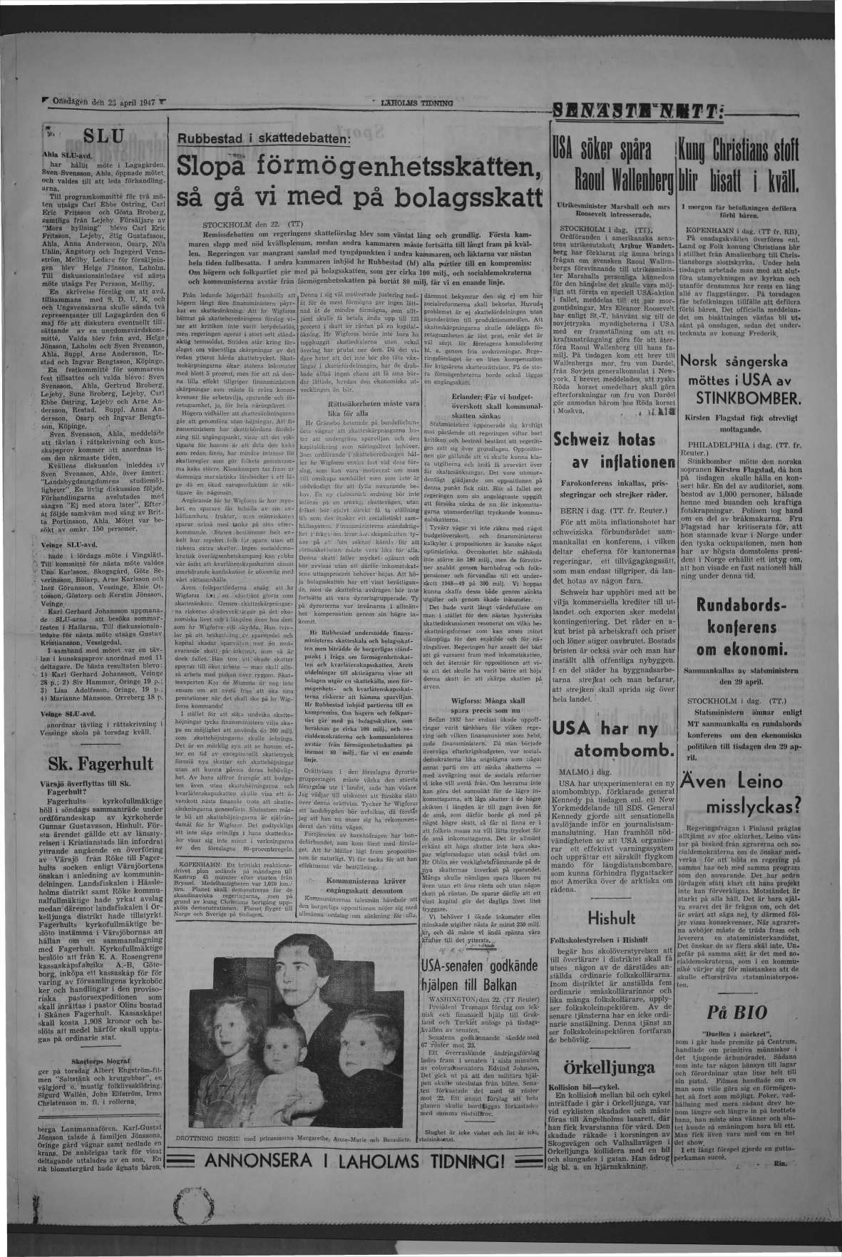 Laholms Tidning Onsdag 23 april 1947, sida 3