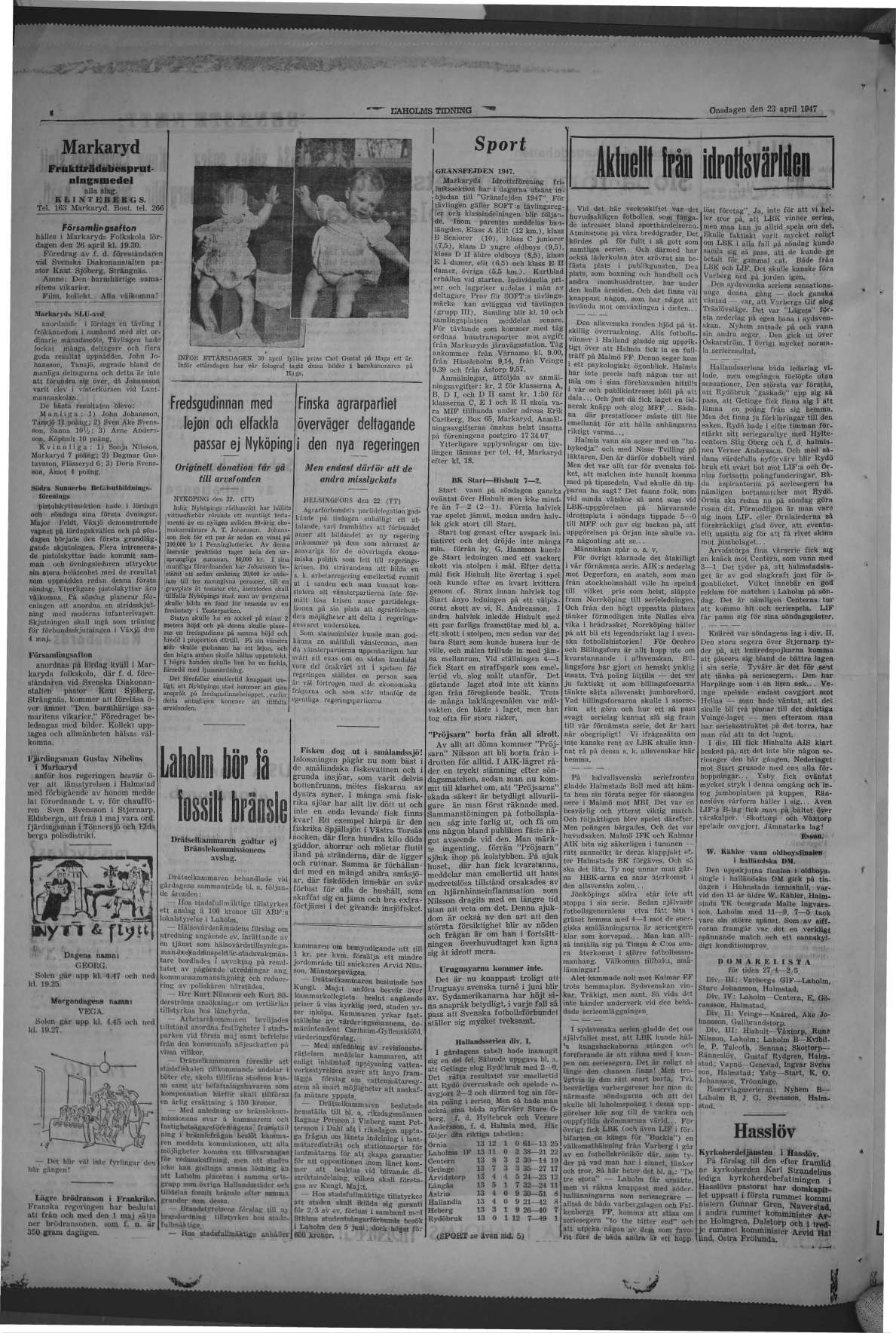 Laholms Tidning Onsdag 23 april 1947, sida 4