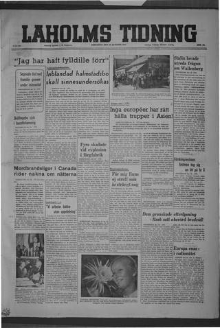 Förstasidan, Lördag 23 augusti 1947