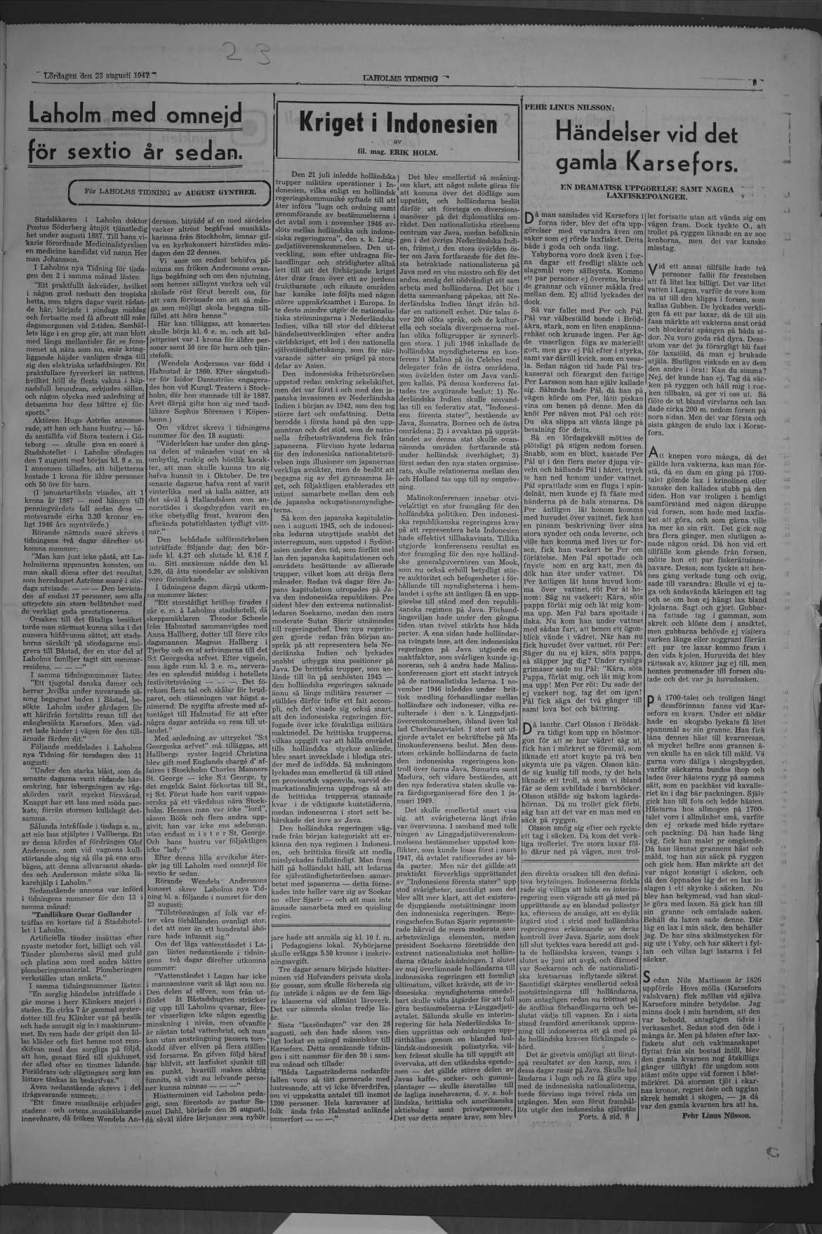 Laholms Tidning Lördag 23 augusti 1947, sida 5