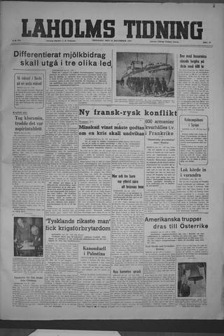 Förstasidan, Tisdag 23 december 1947