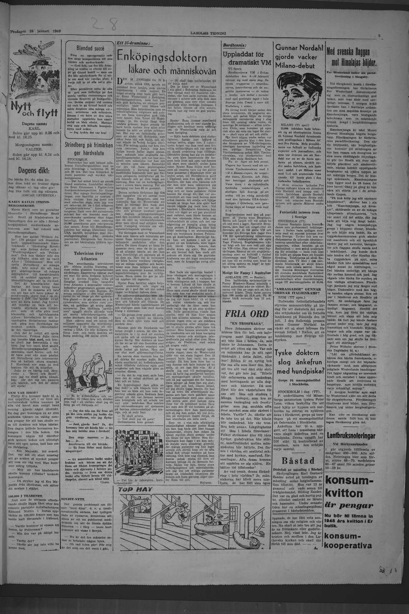 Laholms Tidning Fredag 28 januari 1949, sida 5