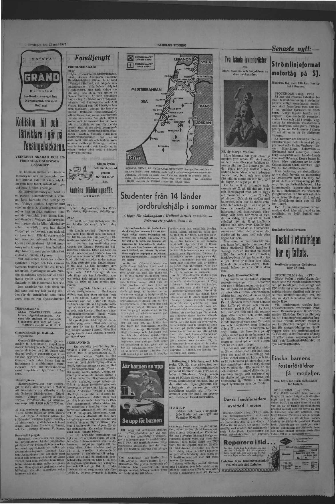 Laholms Tidning Fredag 23 maj 1947, sida 3