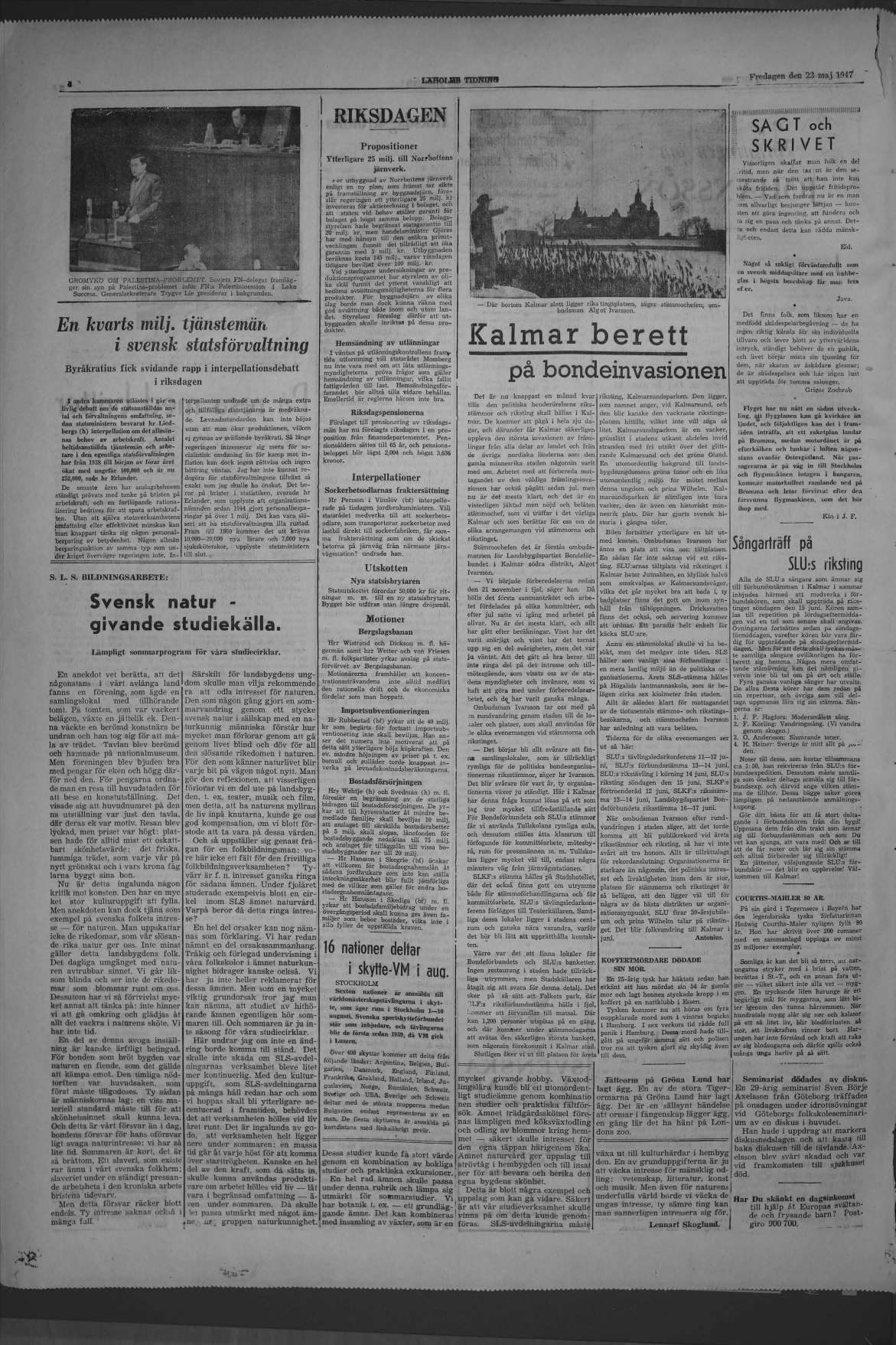 Laholms Tidning Fredag 23 maj 1947, sida 6