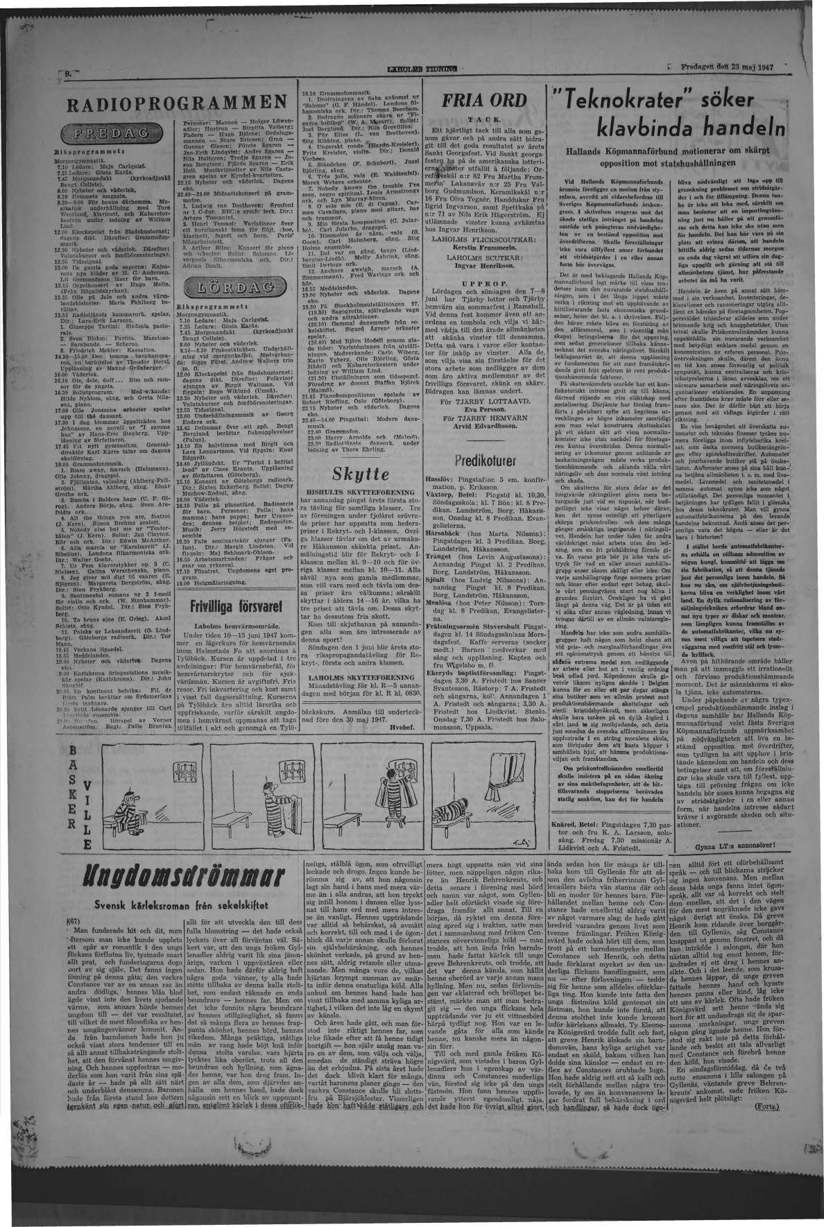 Laholms Tidning Fredag 23 maj 1947, sida 8