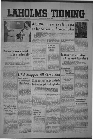 Förstasidan, Lördag 23 november 1946