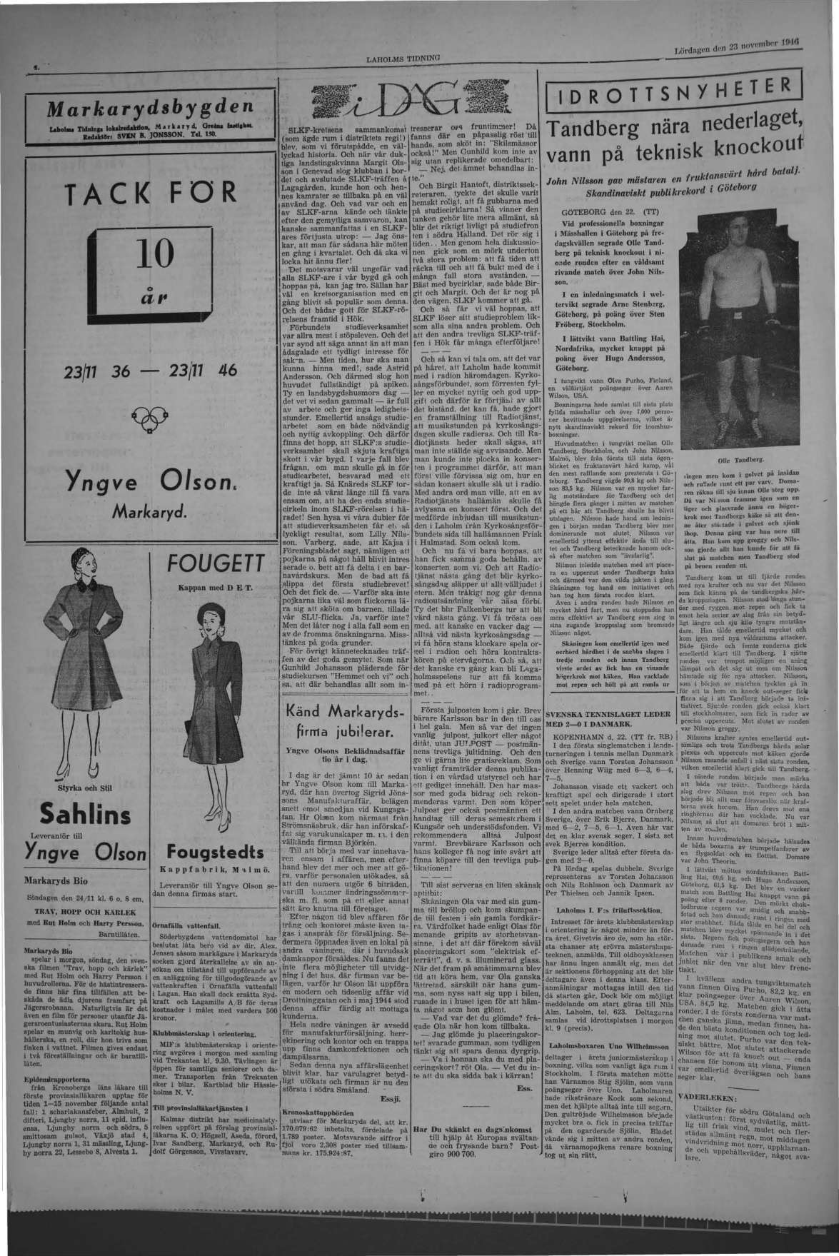Laholms Tidning Lördag 23 november 1946, sida 4