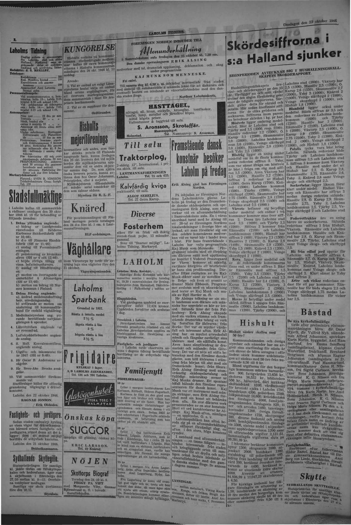 Laholms Tidning Onsdag 23 oktober 1946, sida 2