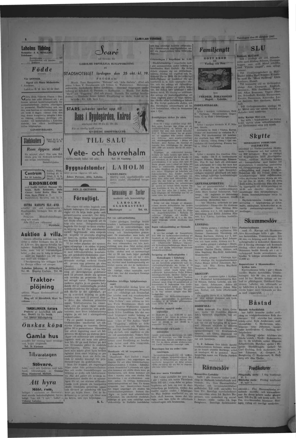 Laholms Tidning Torsdag 23 oktober 1947, sida 2