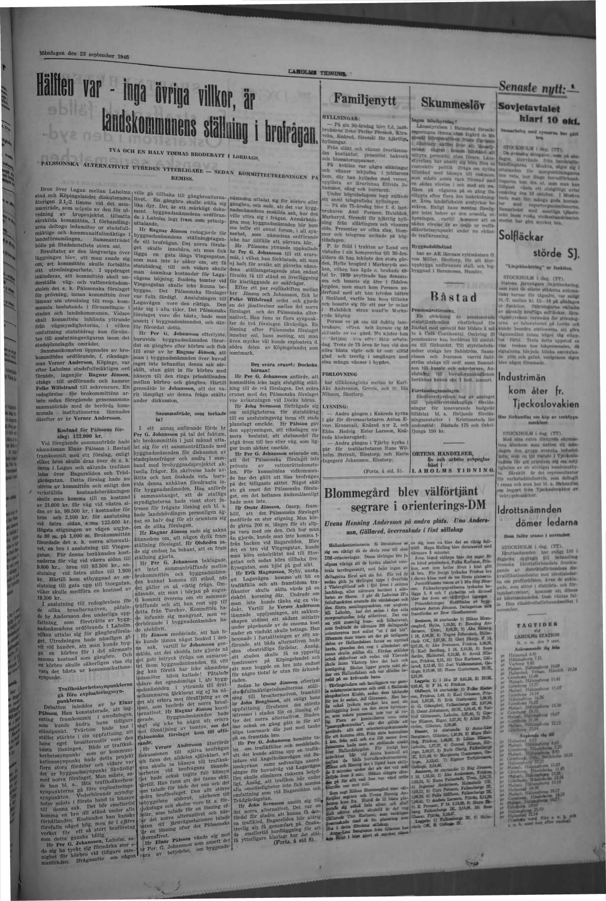 Laholms Tidning Måndag 23 september 1946, sida 3