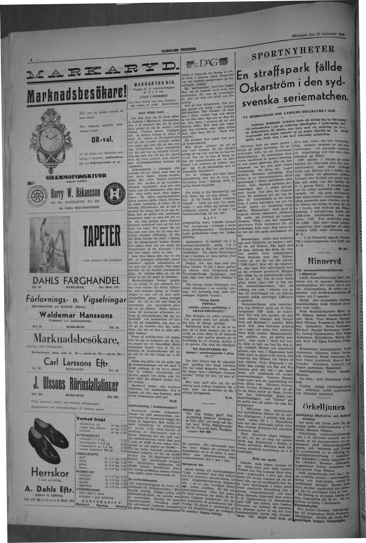 Laholms Tidning Måndag 23 september 1946, sida 4