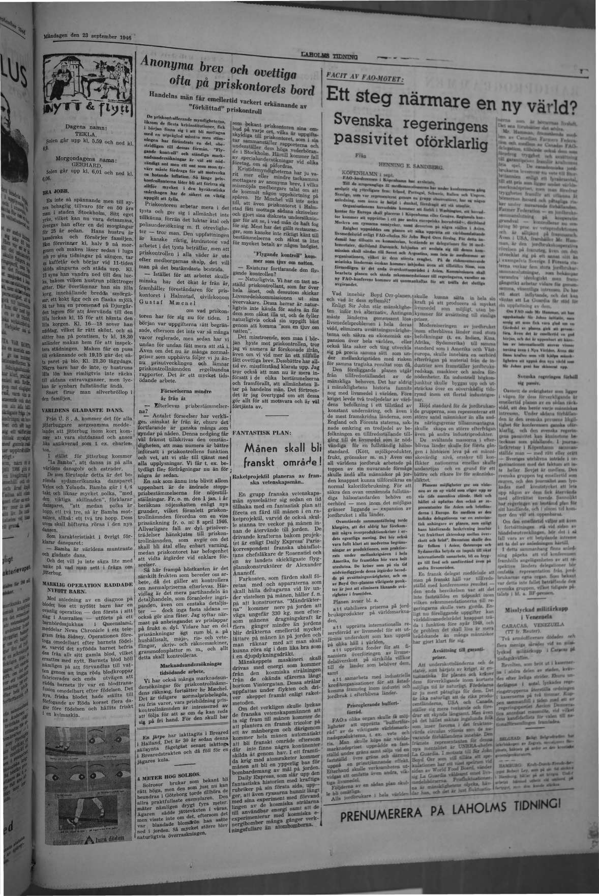 Laholms Tidning Måndag 23 september 1946, sida 7