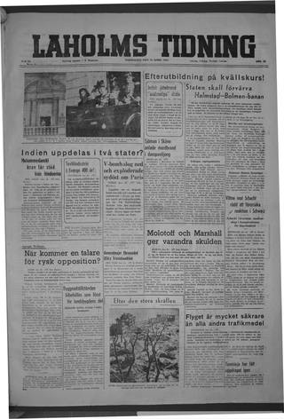 Förstasidan, Torsdag 24 april 1947