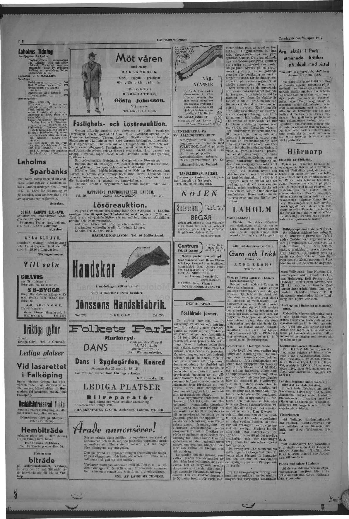 Laholms Tidning Torsdag 24 april 1947, sida 2