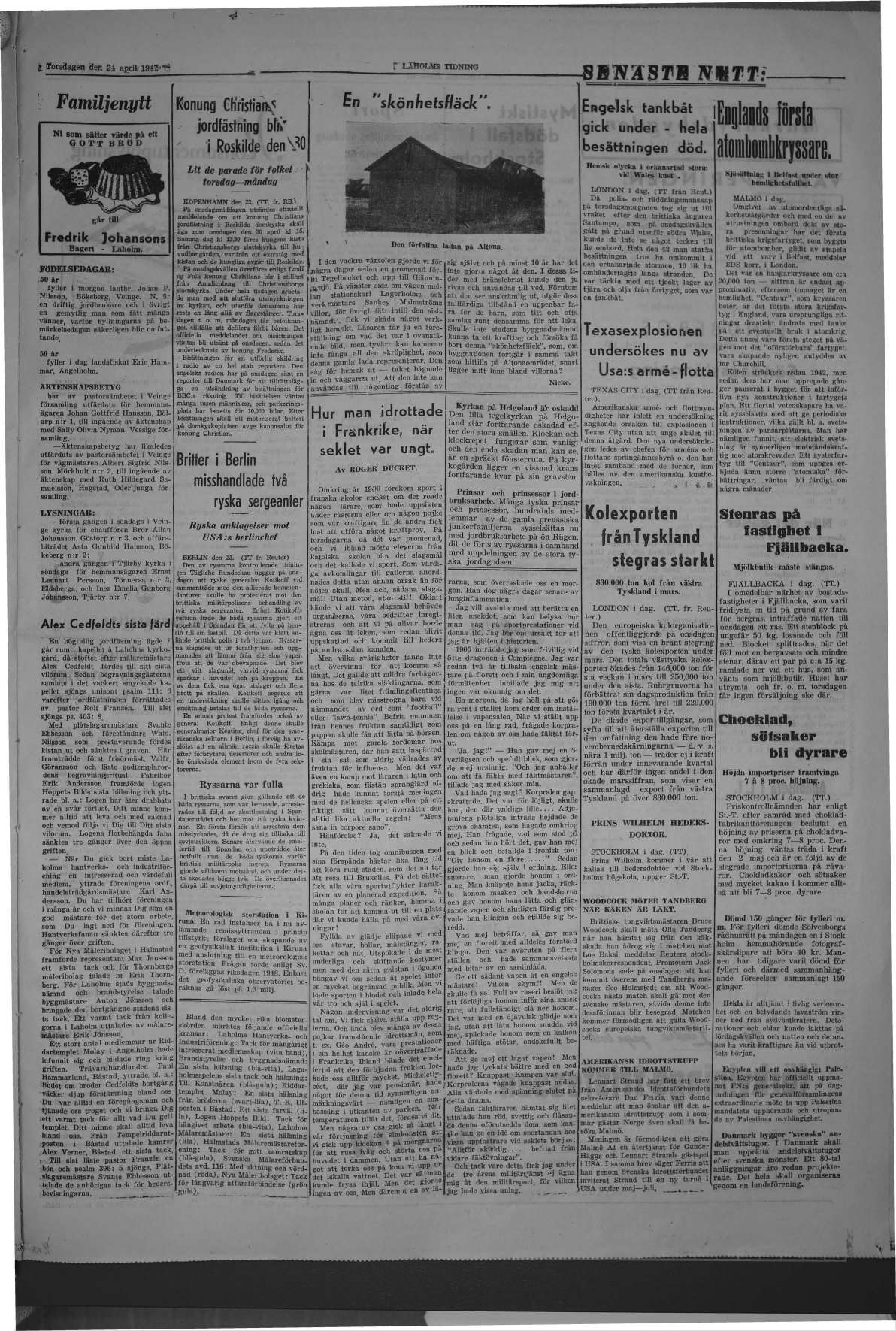 Laholms Tidning Torsdag 24 april 1947, sida 3