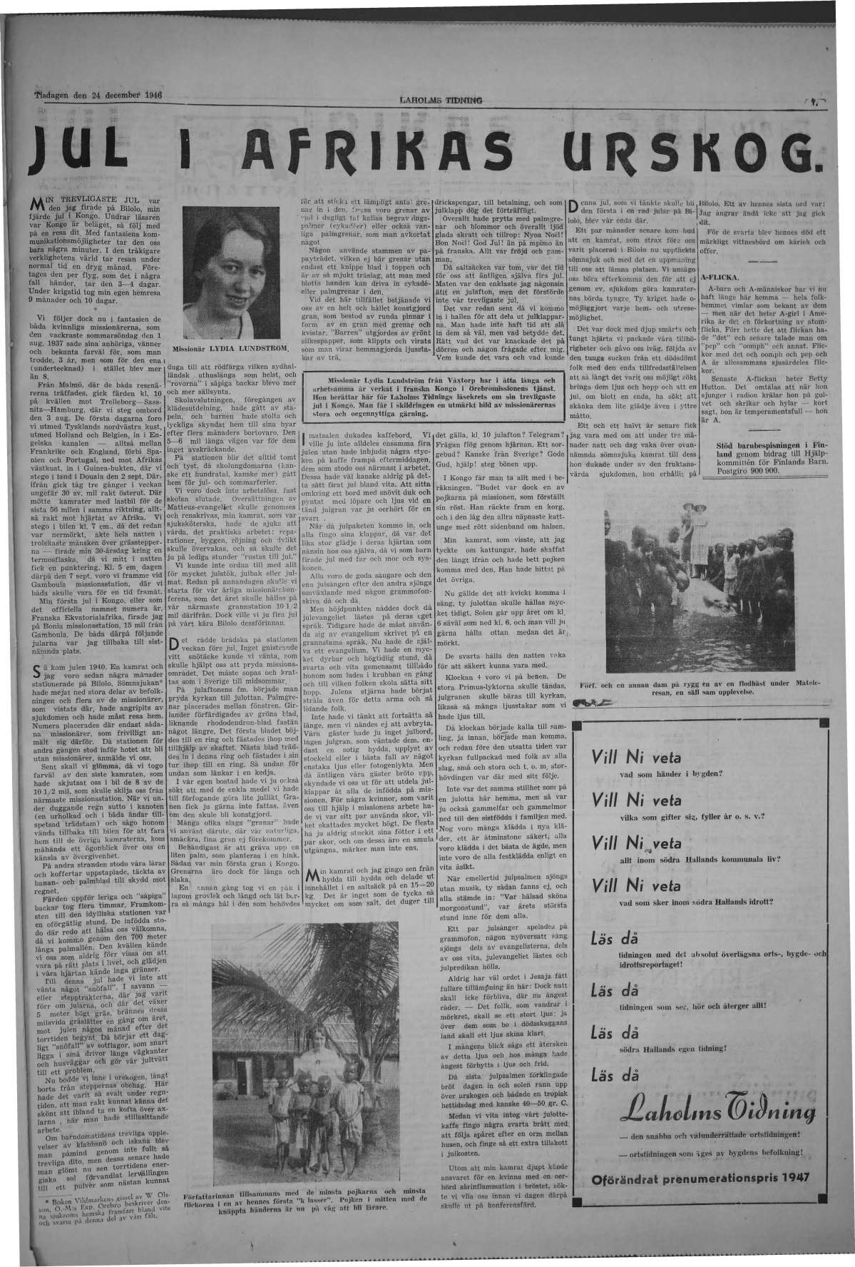 Laholms Tidning Tisdag 24 december 1946, sida 7