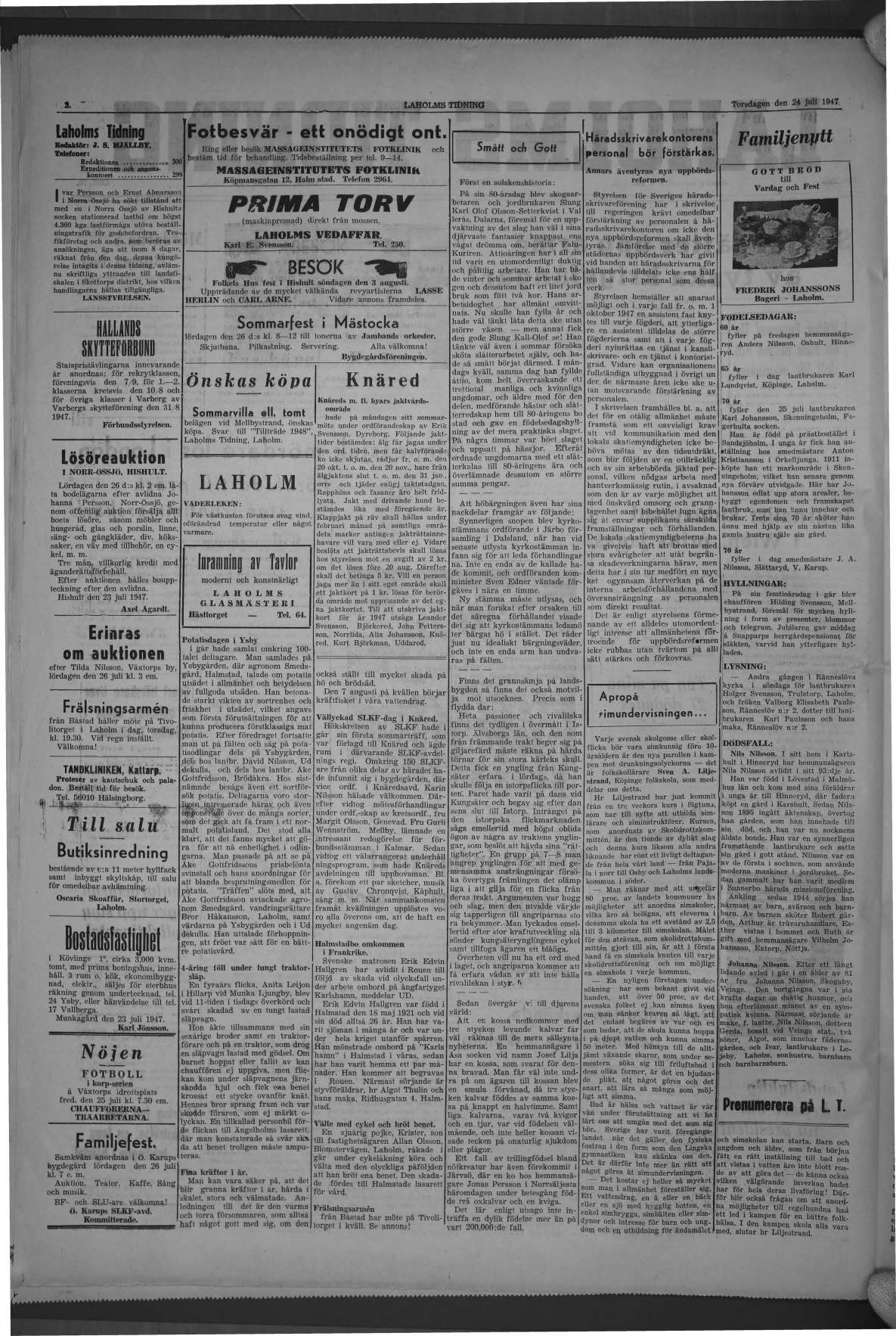 Laholms Tidning Torsdag 24 juli 1947, sida 2