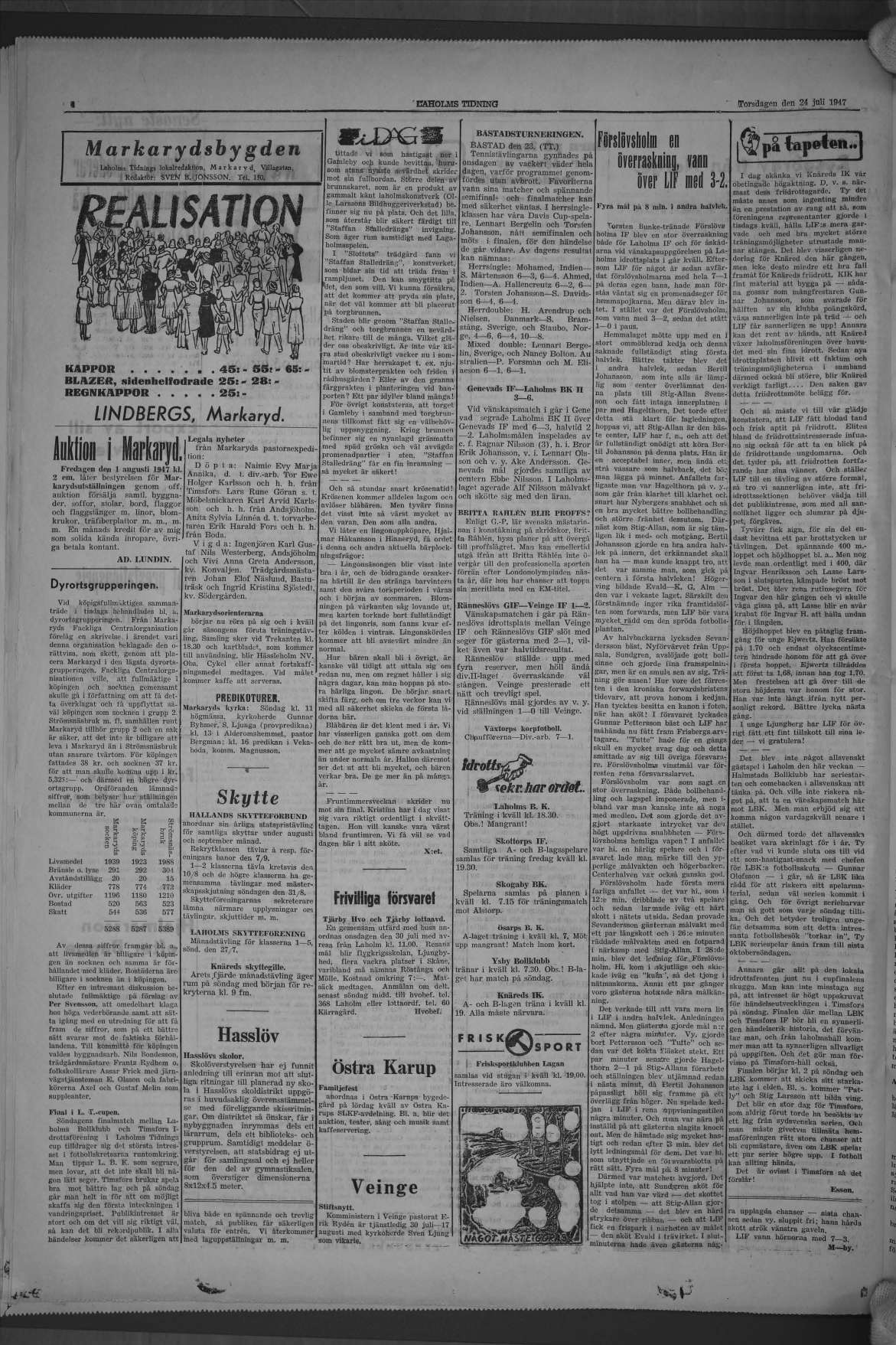 Laholms Tidning Torsdag 24 juli 1947, sida 4
