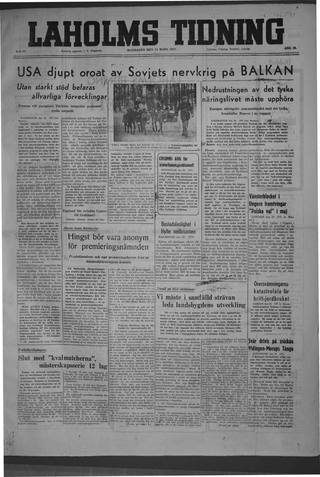 Förstasidan, Måndag 24 mars 1947
