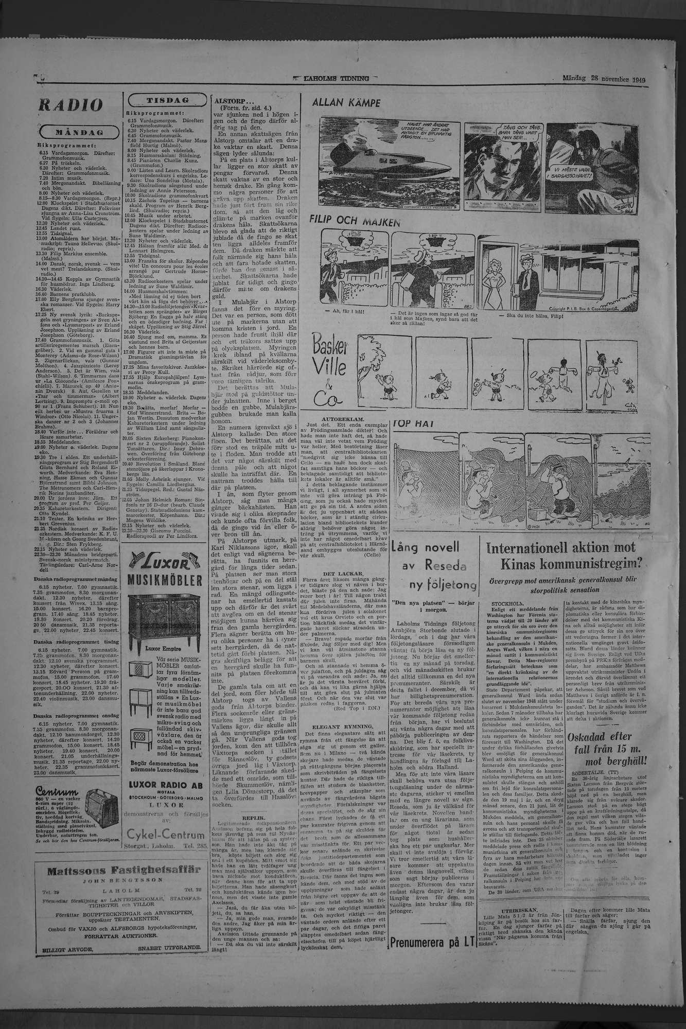 Laholms Tidning Måndag 28 november 1949, sida 8