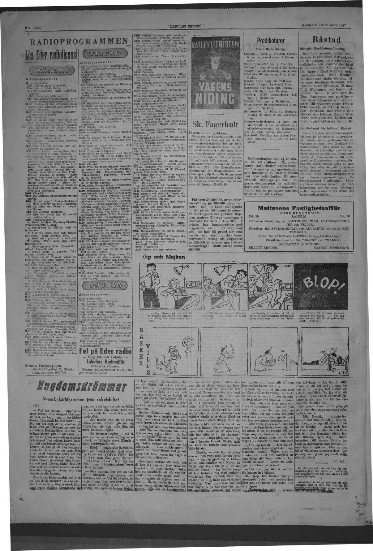 Laholms Tidning Måndag 24 mars 1947, sida 8