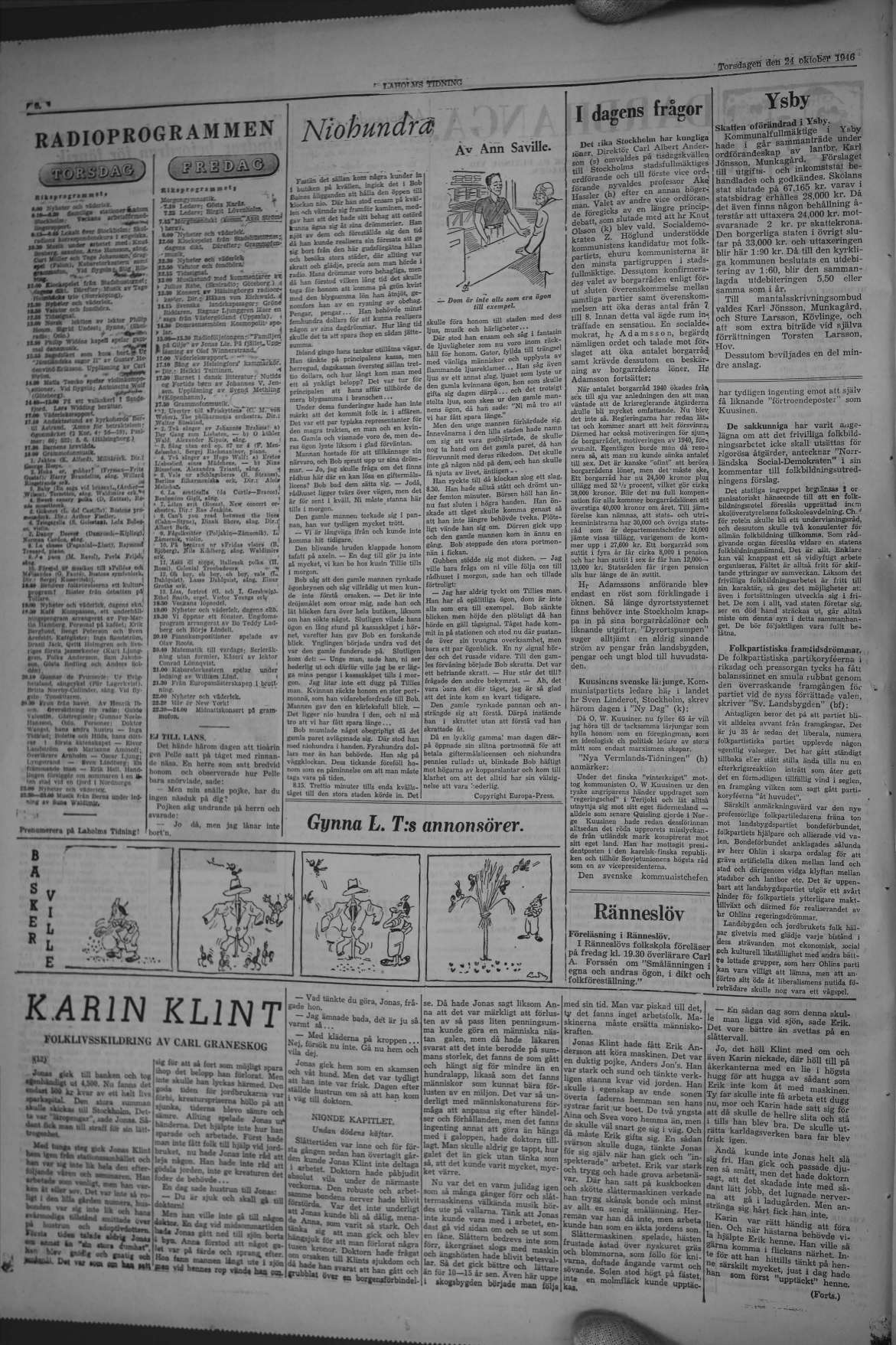 Laholms Tidning Torsdag 24 oktober 1946, sida 6