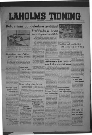 Förstasidan, Onsdag 24 september 1947