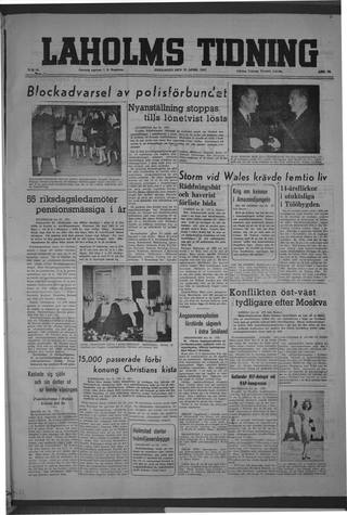 Förstasidan, Fredag 25 april 1947