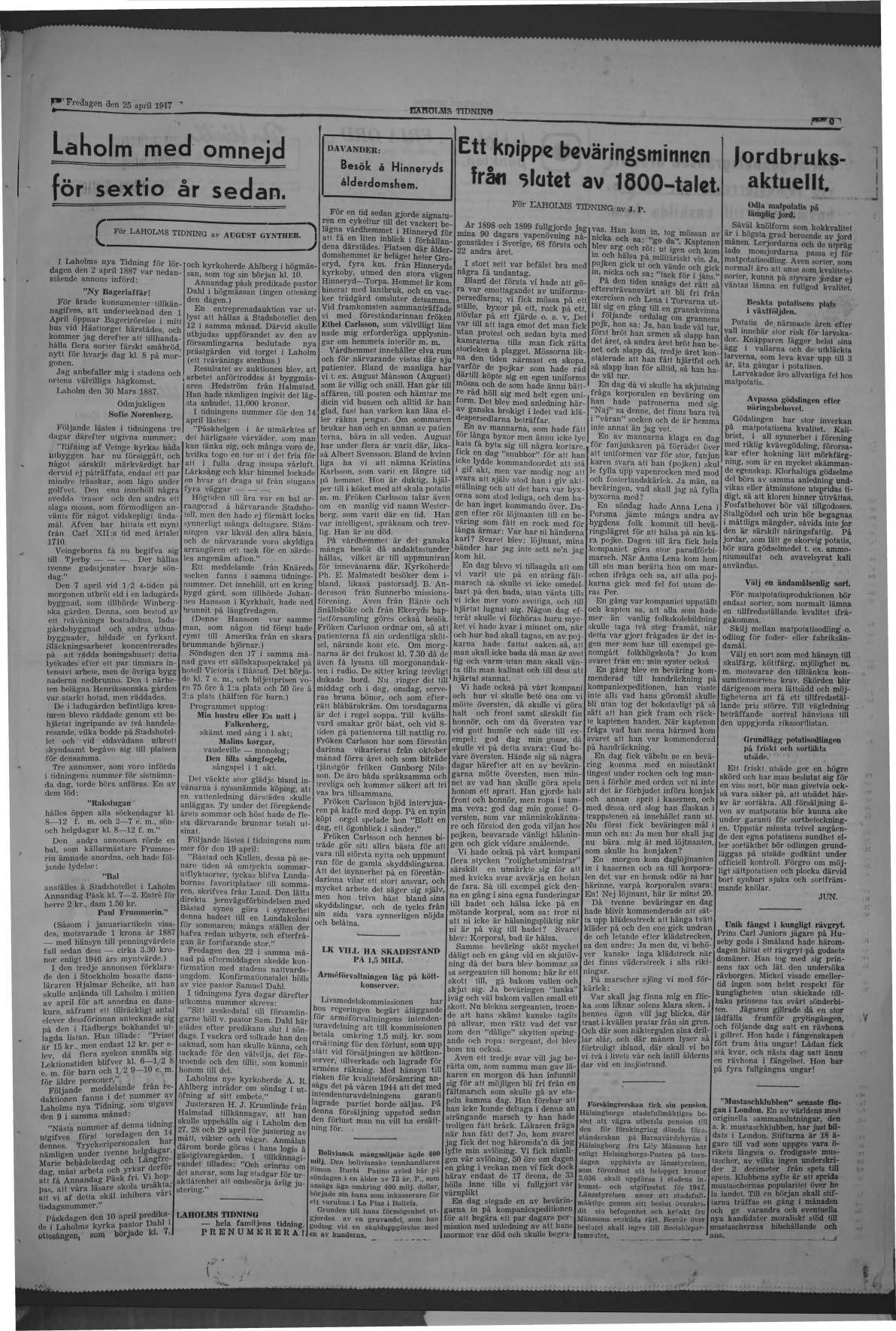 Laholms Tidning Fredag 25 april 1947, sida 5
