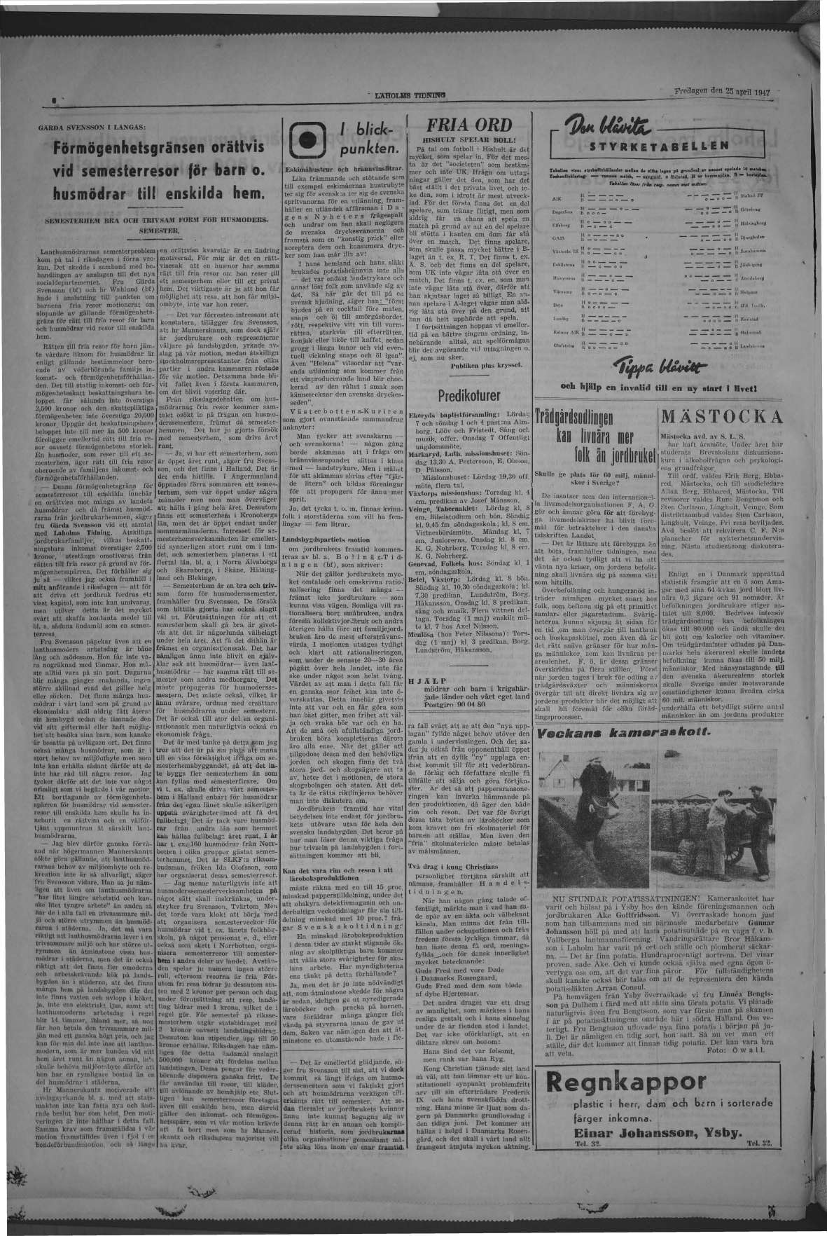 Laholms Tidning Fredag 25 april 1947, sida 6