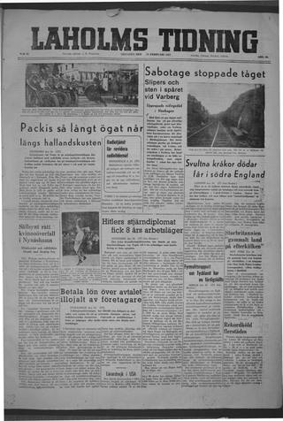 Förstasidan, Tisdag 25 februari 1947