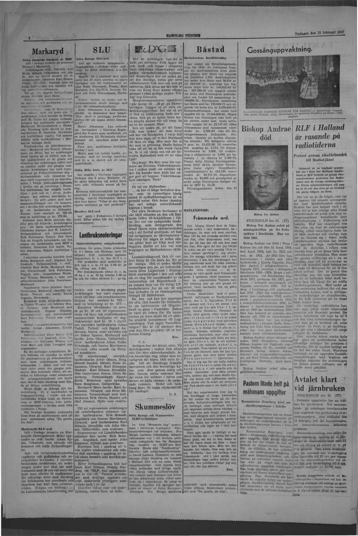 Laholms Tidning Tisdag 25 februari 1947, sida 4