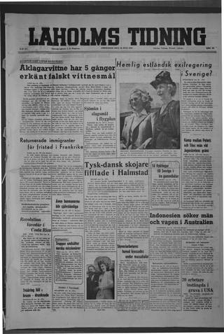 Förstasidan, Fredag 25 juli 1947